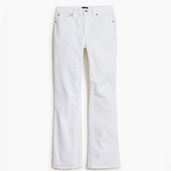 J Crew Factory Petite Flare Crop Jeans Signature Stretch Size 29P in White Denim - Picture 4 of 9